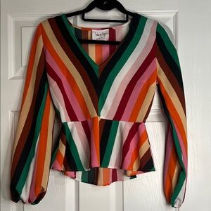Sadie & Sage Colorful Striped V-Neck Blouse